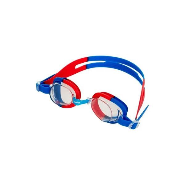 Fashy Junior blue and red swim goggles with clear lenses and head strap