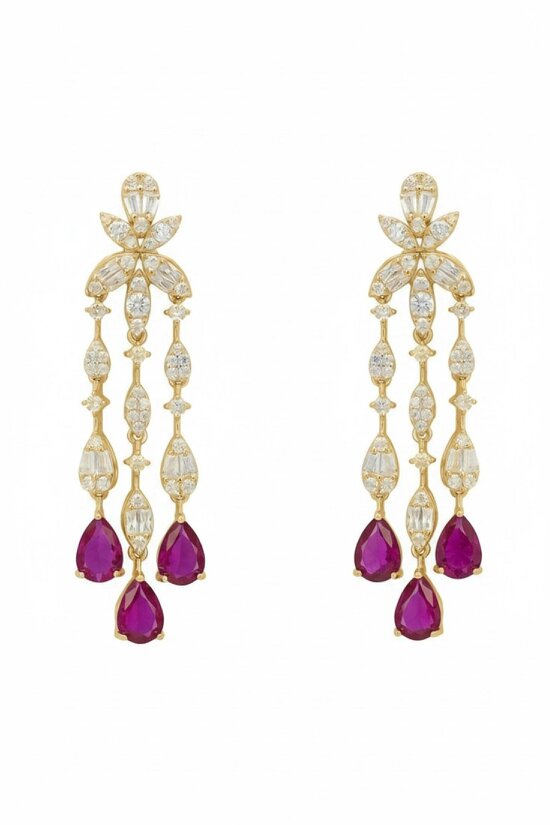 Latelita Duchess Ruby Drop Earrings Gold