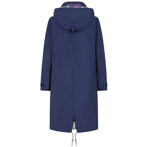 Lazy Jacks LJ67 - Ladies Long Waterproof Coat - Marine Posy