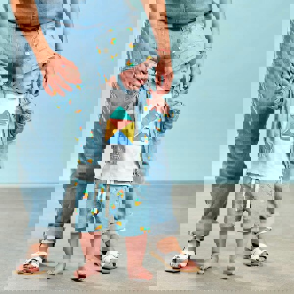 The Bonnie Mob Boys Mavericks Beach Denim Shorts in Blue