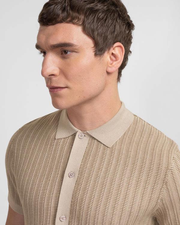 Steel & Jelly Heston - Stripe Textured Knitted Short Sleeve Shirt