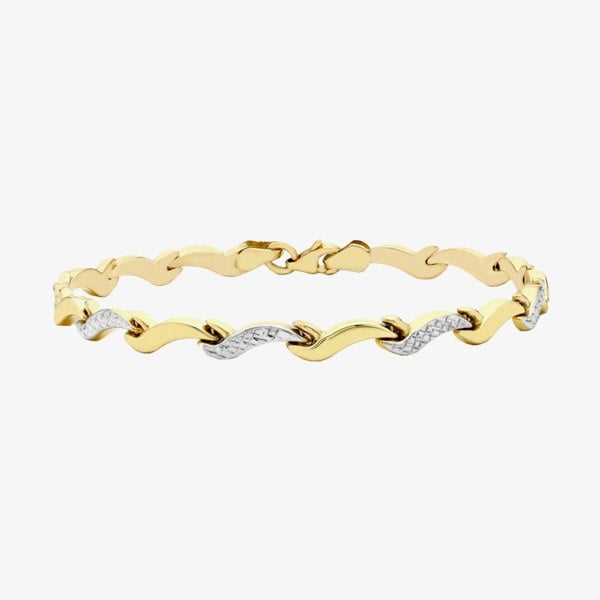 T. H. Baker 9ct Two-Tone Gold 19cm Diamond-Cut Wave Bracelet 2.26.8162