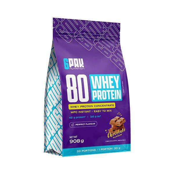 6PAK  80 Whey Protein, Chocolate - 908g