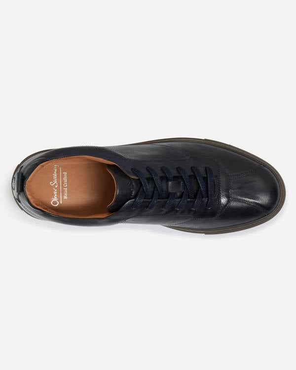 Oliver Sweeney Ermida Mens Hand Finished Calf Leather Trainers - Navy
