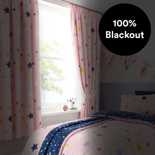 Multi Stars Thermal Blackout Curtains Curtains - Happy Linen Company