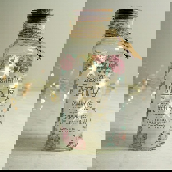 Personalised Memento Company Personalised Floral Watercolour LED Glass Jar