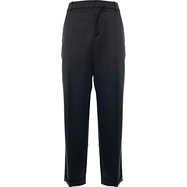 Balmain Mens Straight Tailored Wool Suit Trousers in Black
