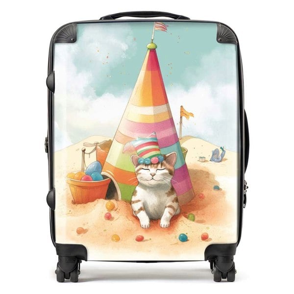 Warren Reed Cat On A Beach Holiday Suitcase