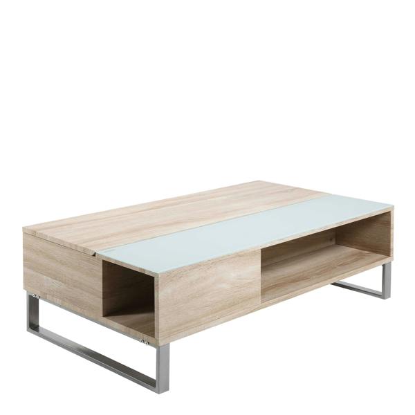 Wyld Haus Salford  Natural Oak Wood and Glass Rectangular Lift Up Coffee Table