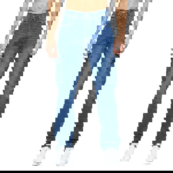 Crosshatch Mens Kremtap Cargo Jeans - Stone Wash - 