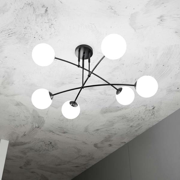 Emibig PREGOS Ceiling lamp  6 x E14 Black with White Shade