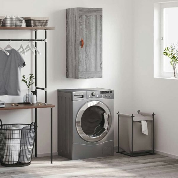 Berkfield Wall Mounted Cabinet Grey Sonoma 34.5x34x90 cm Engineered Wood