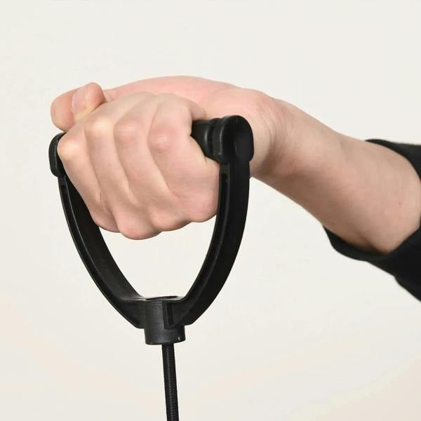 Mini stepper resistance band handles with black grips and connecting cable