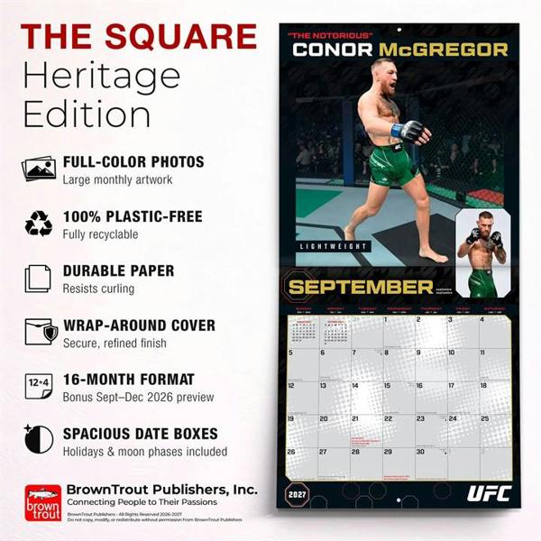 UFC Athletes Calendar 2027, Wall Calendars, Month To View, Sports, Gift