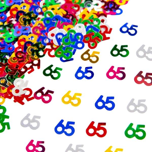 65th Birthday Metallic Confetti Decoration, Multicolour Foil Party Pack Range image 6