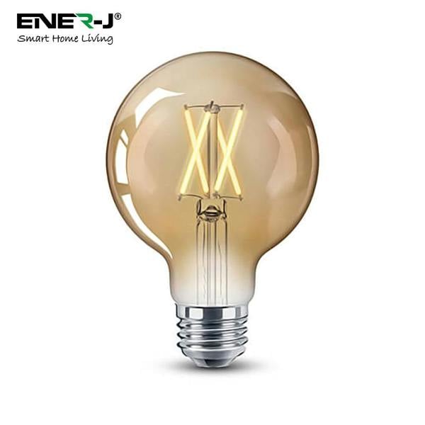 Ener-J Smart WiFi E27 LED Filament Bulb, 806lm 8.5W Dimmable CCT Golden G95 Globe, Works with Alexa & Google Assistant | Pack of 3