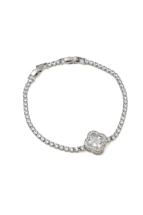 Say It With Single Clover Tennis Bracelet - Silver