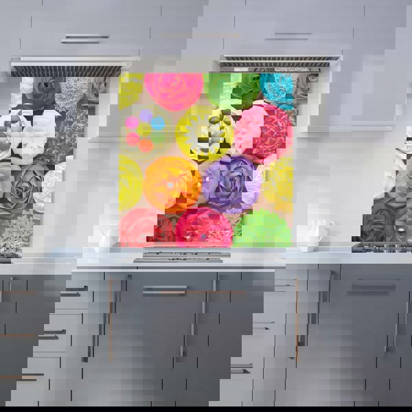 Warren Reed - Designer Bright Colourful Cupcakes Kitchen Splashback