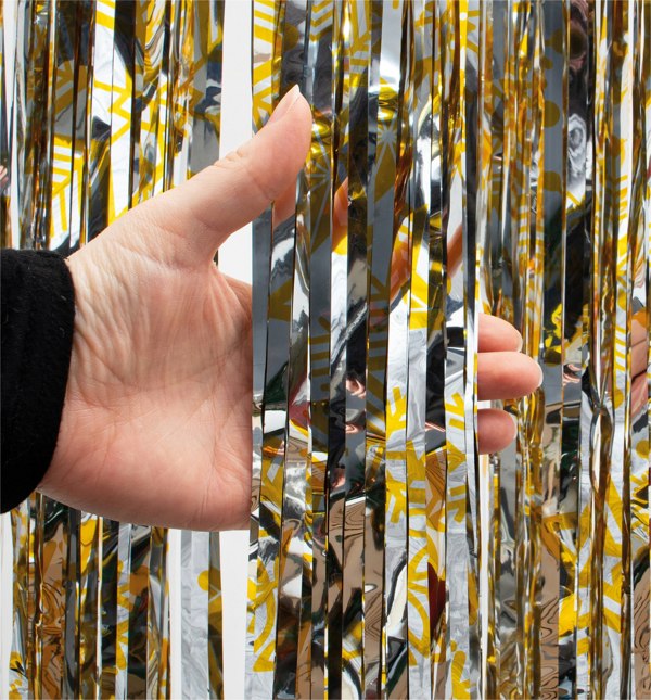 Cheetah Shimmer christmas Tinsel Curtain, 2M x 1M Yellow