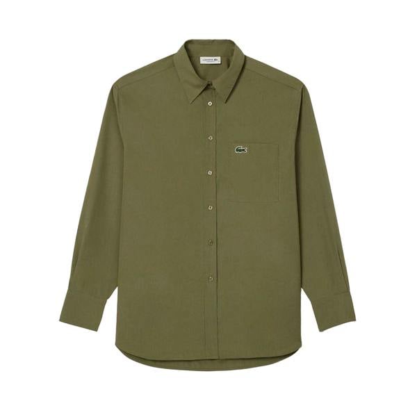 Lacoste Womens/Ladies Cotton Poplin Oversized Shirt - Khaki Green - 
