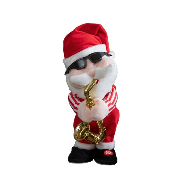 Samuel Alexander 35cm Battery Powered Animated and Singing Santa with Saxophone Decoration