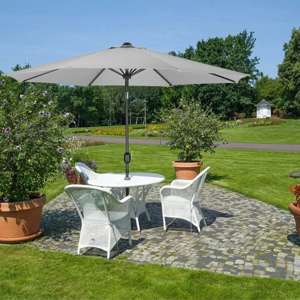 3M Sunshade Parasol Backyard Garden Tilt Umbrella with Crank Parasols Living and Home Light Grey