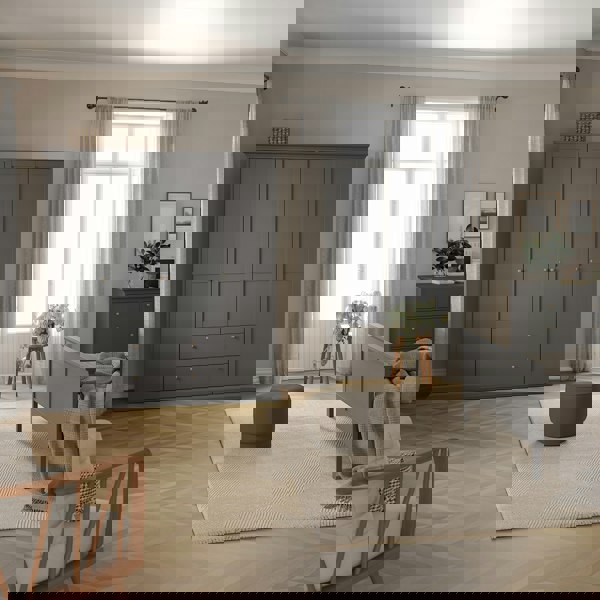 Furniture To Go Paris Wardrobe with 4 Doors and 2 Drawers in Matt Grey