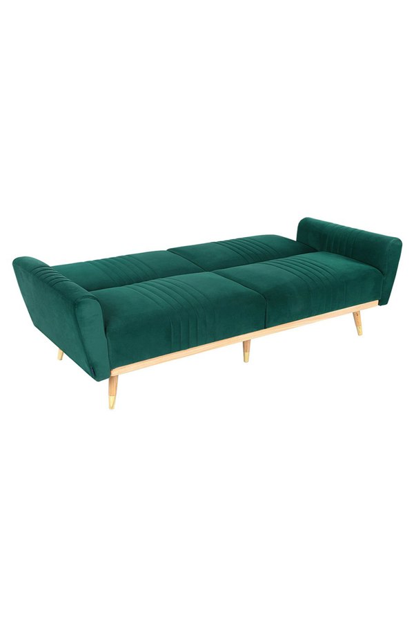 Living and Home Modern Velvet 3 Seater Sofa Bed Recliner Couch with Wood Legs