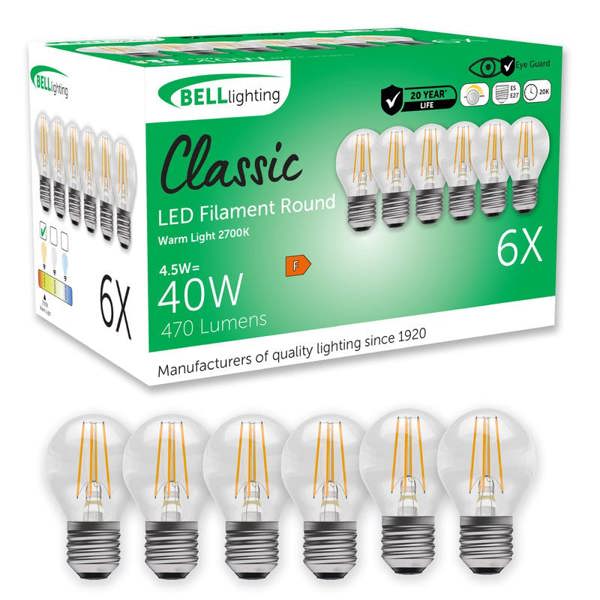 BELL Lighting Dimmable E27 LED Filament Golf Ball 4.7W Light Bulb