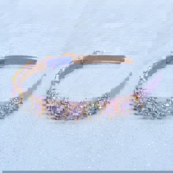 Pink Jewelled Headband Slim Hair Band Vintage Crystal