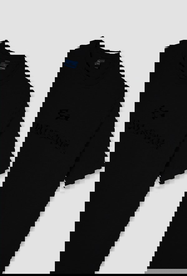 Paul & Shark Men's Cotton Jersey T-Shirt with Logo Embroidery - Black