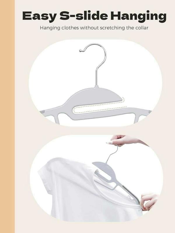 Dyzi 30 Pack White Plastic Coat Hangers Non Slip Heavy Duty