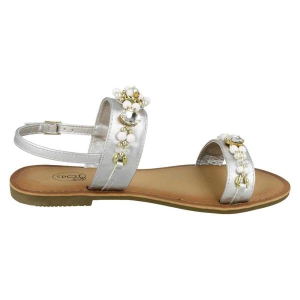 Spot On Ladies Spot On Jewelled Pearl Slingback Sandals F00116