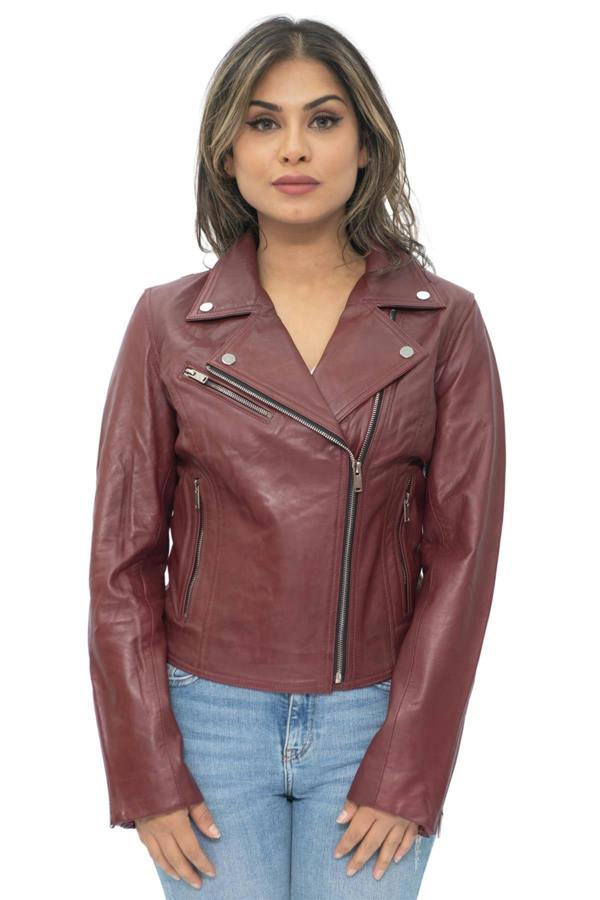 Infinity Leather Womens Leather Classic Biker Brando Jacket-Baku