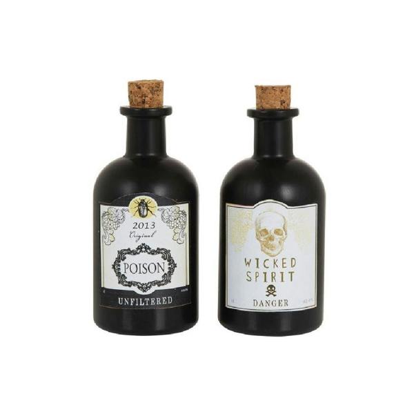 Bristol Novelty Poison Bottles (Pack Of 2) - Black/White - 