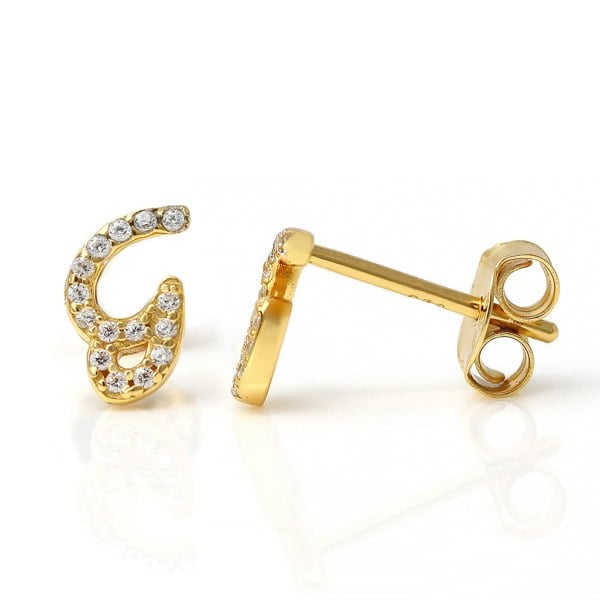 Say It With Luxe CZ Initial Earrings - Yellow Gold Plated