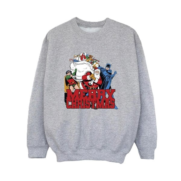 DC Comics Boys Batman Merry Christmas Comic Sweatshirt - Sports Grey