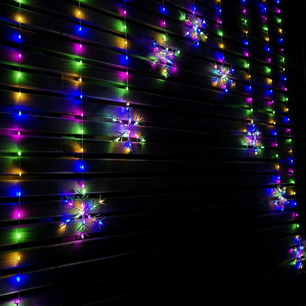 Samuel Alexander 1.2m Multi Colour LED Snowflake Curtain Lights Christmas Decorations