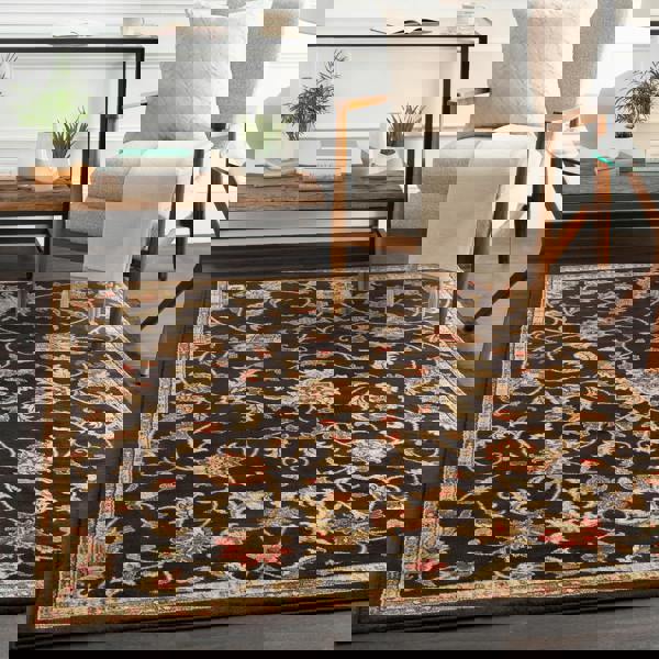 Livabliss Riley-Vintage Black Brown Beige Traditional Boho Rug