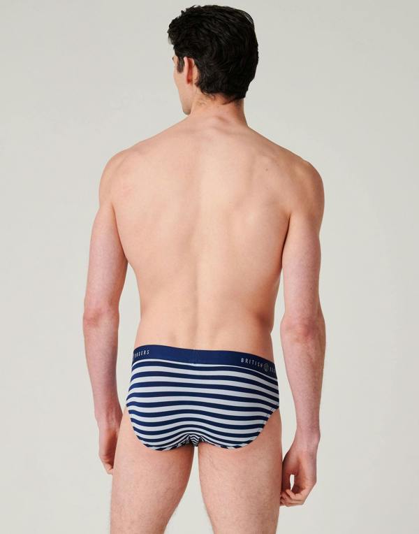 British Boxers Men's Bamboo Briefs - Harbour Stripe