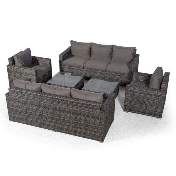Giardino Sydney 8 Seater Rattan Sofa Set with 2 Square Coffee Tables
