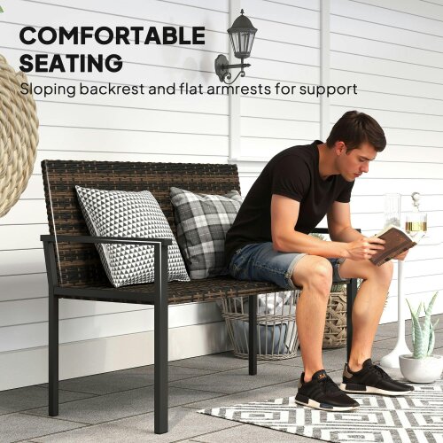 Wyld Haus Batare Rattan Brown 2 Seater Garden Bench With Armrests