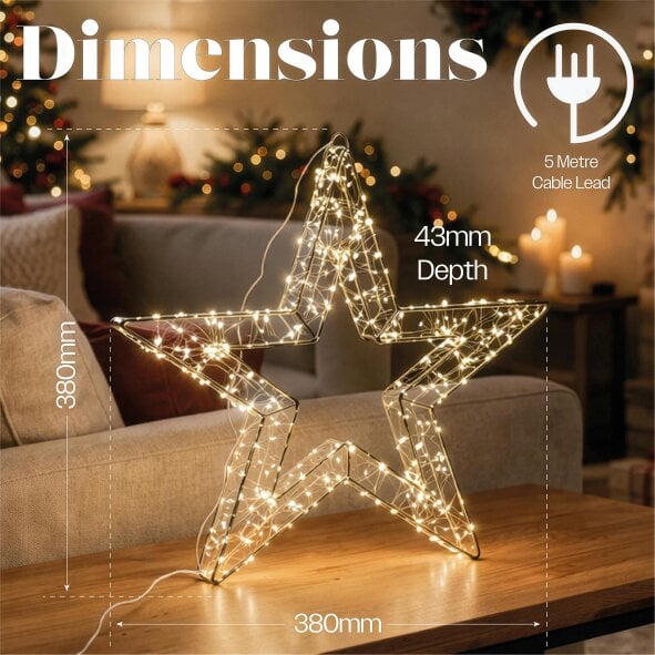 Scotts of Stow Xmas Haus White Metal Star with 480 Warm White Micro LED Indoor Decoration