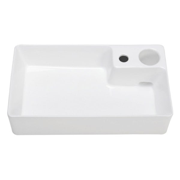 Living and Home Rectangular Ceramic Bathroom Vessel Countertop Basin with Drain