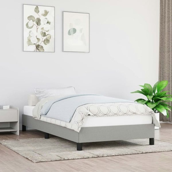 Berkfield Bed Frame Light Grey 90x190 cm 3FT Single Fabric