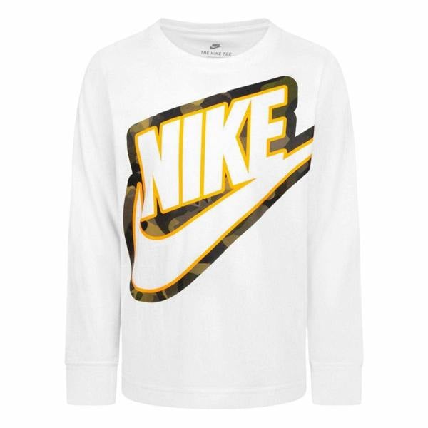 Nike Childrens/Kids Outline Camo Long-Sleeved T-Shirt - White - 