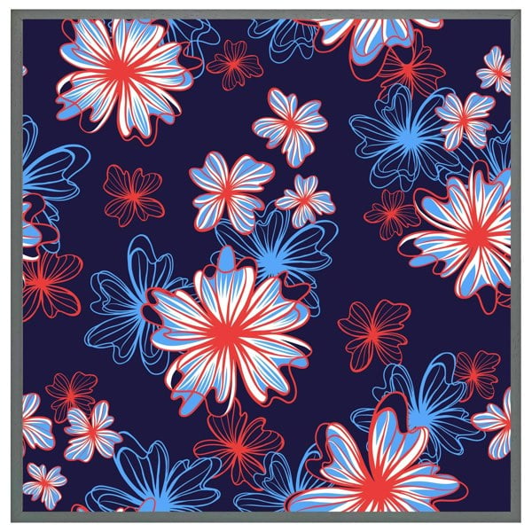 Benjamin Tate Design Red, white & blue flower print (Picutre Frame)