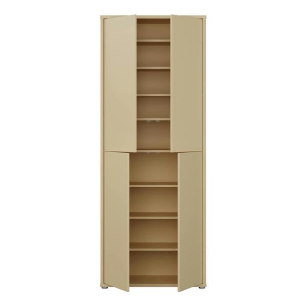 Furniture To Go Alice Springs Tall Shoe Cabinet with 4 Doors Push-to-Open in Butter Yellow