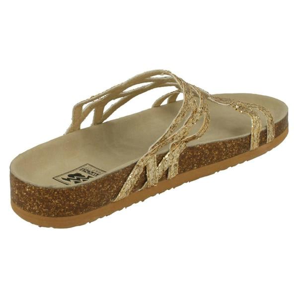 Down to Earth Ladies Down To Earth Cork Effect Glitter Sandals