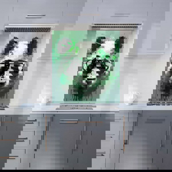Warren Reed - Designer Panda With Glasses, Green Splashart Kitchen Splashback